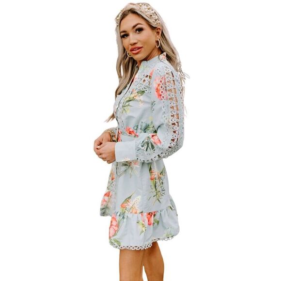 Impressions Sky Blue Floral Dawn Crochet Dress - Picture 2 of 8